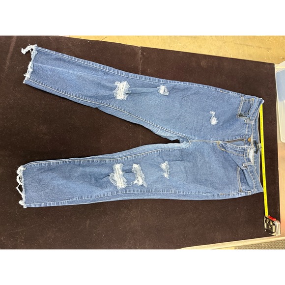 Forever 21 Denim - Forever 21 Distressed Skinny Jeans Blue Denim Ripped Frayed Hem Womens Size 28